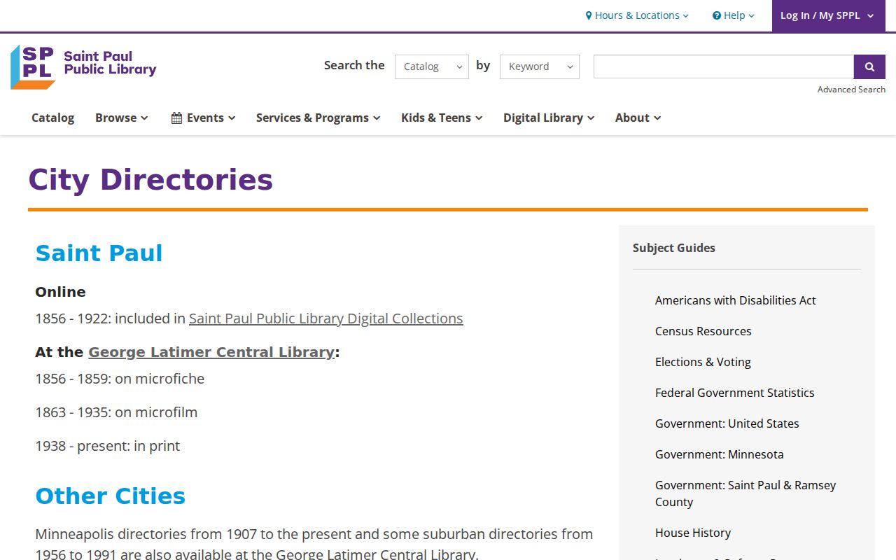 Roseville city directory digital collection at Saint Paul Public Library