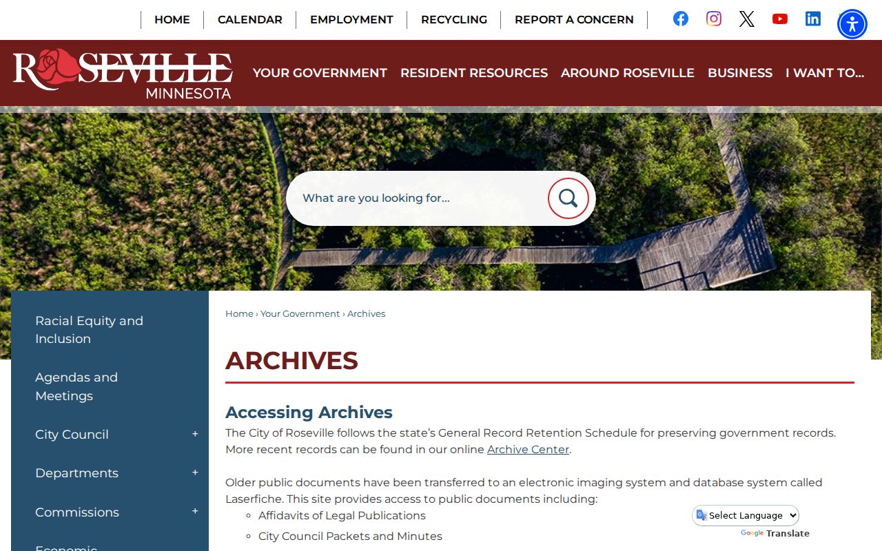 Roseville residents directory city archives access page