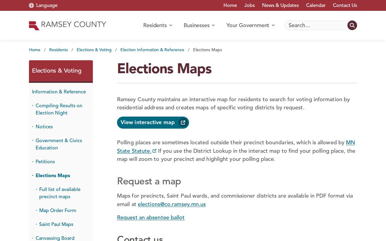 Roseville neighbors reference showing Ramsey County election maps