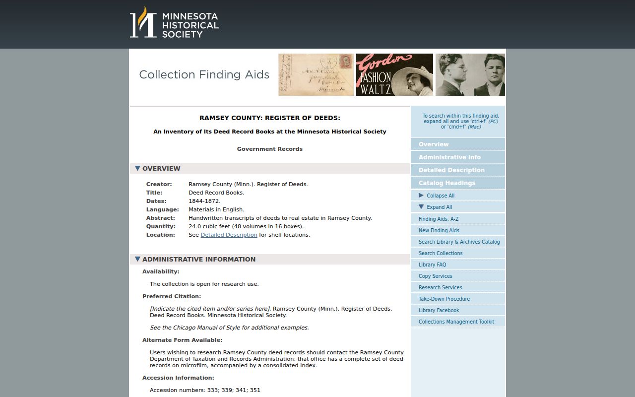 Roseville previous residents research in the Ramsey County deed-book finding aid