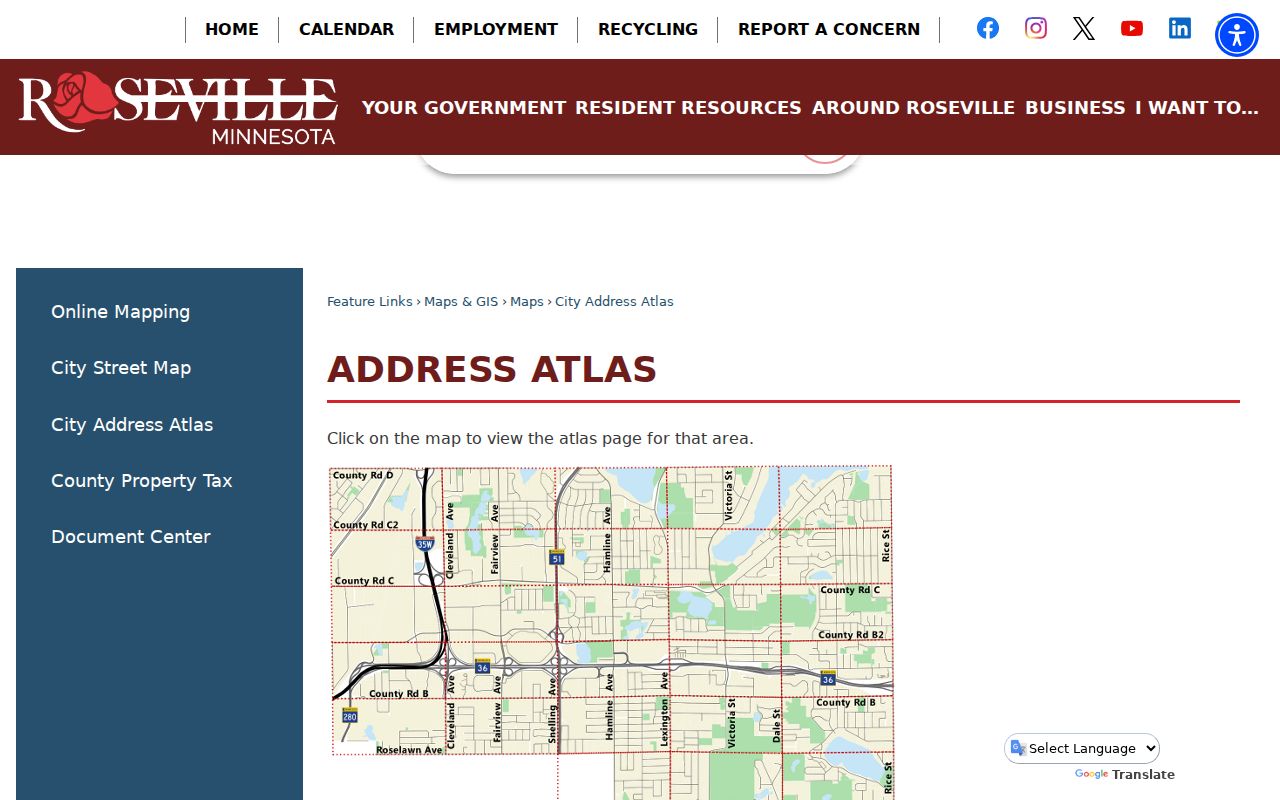 Roseville street directory City Address Atlas map viewer